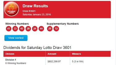 sat lotto prize divisions