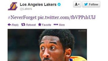 Caused upset: the Los Angeles Lakers tweeted this photograph of Kobe Bryant with an afro.