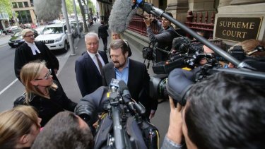 Derryn Hinch arrives at the Supreme Court in Melbourne.