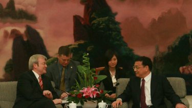 Kevin Rudd meets Chinese Vice-Premier Li Keqiang in Beijing last year.