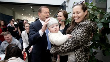 Suits us: Amelia Taylor and baby Thomas would benefit from Mr Abbott’s plan.