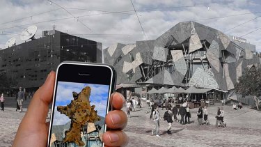 A new sculpture exhibition uses smartphones to change how you look at the city.