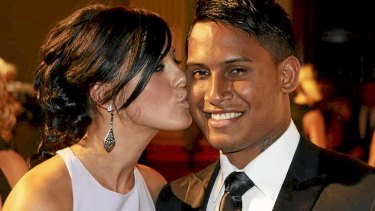 Ben Barba with partner Ainslie Currie at last year's Dally M Awards.