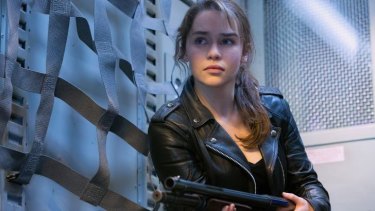 Emilia Clarke as Sarah Connor in <i>Terminator Genisys</i>.
