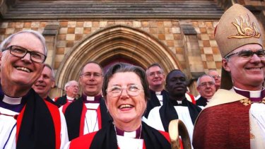 Bishop Barbara Darling, Victoria's first and Australia's second woman bishop, after she was ordained in Melbourne today.