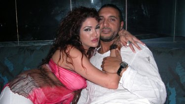 Hannibal Gaddafi and his wife Aline Skaff at a restaurant in Tunisia.