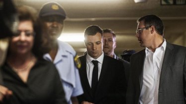 Oscar Pistorius arrives in court to hear the verdict. 