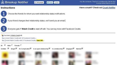 The Breakup Notifier Facebook app.