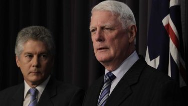 Defence minister Stephen Smith with Defence Abuse Response Taskforce head Len Roberts-Smith.