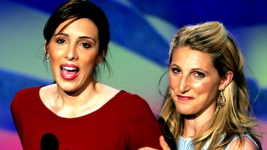 Alexandra Kerry , left, and Vanessa Kerry introduce a video presentation about their father Senator John Kerry in 2004.