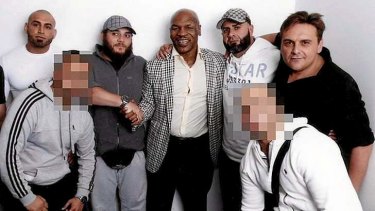Underworld clash: Khaled Sharrouf (in dark grey top) with Mike Tyson and George Alex (far right).