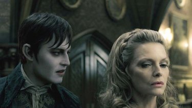 Johnny Depp and Michelle Pfeiffer in <em>Dark Shadows</em>..