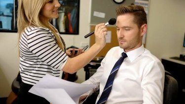 Charlie Pickering having his make-up done for his last show of the <i>The Project</i>.