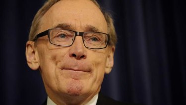 Goodbye: Former NSW premier Bob Carr announces his resignation from the Senate on Wednesday at Parliament House.