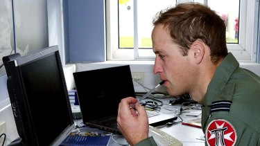Day in the life ... Prince William at work at RAF Valley in Holyhead, Wales.