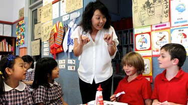 ''It opens your eyes up to the world'': Year 2 students at Campsie Public School learn Korean through immersion teaching in a government-funded program.