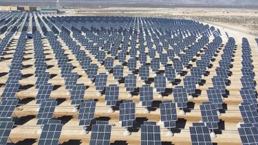 Some of the 70,000 solar panels generating electricity for Nellis Air Force Base in Las Vegas, Nevada.