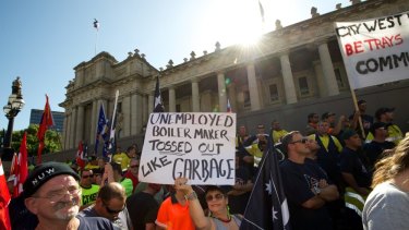 Workers protest about 457 Visas in 2013.