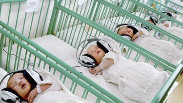 Tuned in...Newborns listen to classical music by Mozart and Vivaldi in a maternity ward in a private hospital in Kosice, eastern Slovakia.