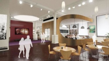 An artist's impression of the new cafe at the State Library of Victoria.
