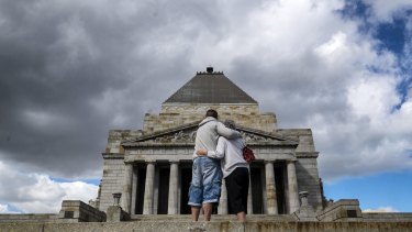 The Shrine of Remembrance in Melbourne in the lead up to Anzac Day.