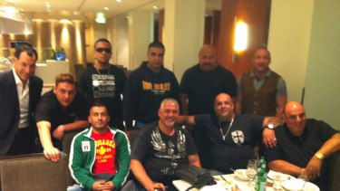 Best of times: George Alex (second from left, back row). Front row: Alex 'little Al' Taouil, Mick Gatto, Fat Ange and John Khoury,
