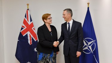 Minister of Defence Marise Payne with NATO Secretary General Jens Stoltenberg.