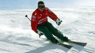 Worried family: Michael Schumacher during an earlier skiing holiday.