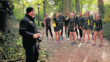 Deeks these days, with the Indigenous Marathon Project team before a training run in New York's Central Park.