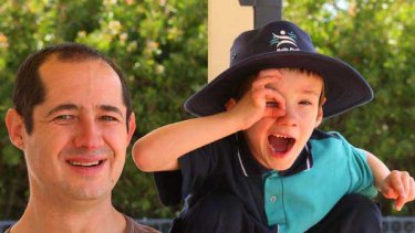 Adrian Heawood, with son Oscar, 6, says the facilities at Wendouree’s new school and children’s centre, built as part of a community renewal project, provide community heart.