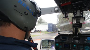 Pilot's eye view ... a CareFlight helicopter in action.