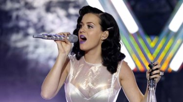 Uncomfortable: Katy Perry looked to her PR agent for help when a <i>Sunday Night</i> interview veered into topics deemed  'off limits'.