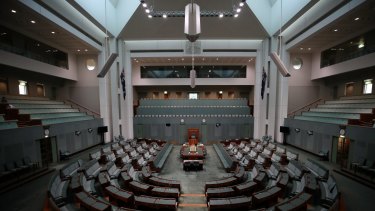 The empty House of Representatives chamber at 10.15am on Monday November 27. 
