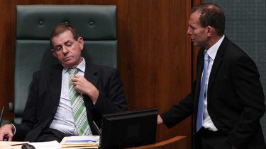 Questions, questions ... Peter Slipper  and Tony Abbott in parliament this week.