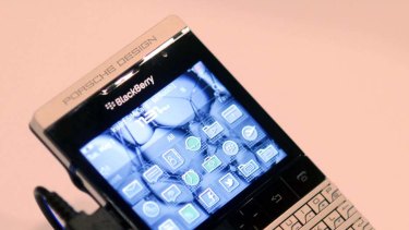 The Porsche designed Blackberry displayed at the Blackberry World Event in Orlando.