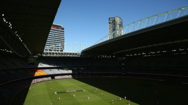 Neither here nor there: The half-open Etihad Stadium roof during Saturday's game.