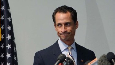 Look of resignation ... U.S. Rep. Anthony Weiner announces he will resign from the United States House of Representatives during a news conference in New York.