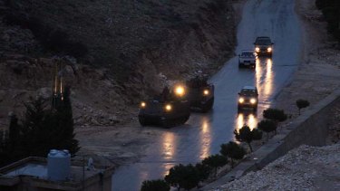 On alert &#8230; Lebanese military vehicles near the village of Arsal close to the Syrian border, where two soldiers died in a clash on Friday.