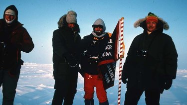 The First Men's Club ... from left, Peter Hillary, Sir Edmund Hillary, Mike Dunn and Neil Armstrong at the North Pole. "You are virtually in outer space out there," Hillary said.