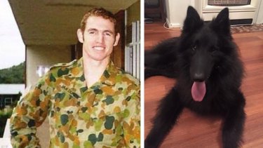Ex-soldier Shane Van Duren and his dog, Kalu,  which has since been returned to him. 