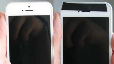 Before and after: my iPhone with the sticky tape. I usually use a much smaller square piece of sticky tape.