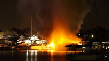 'Fierce fire': Multiple boats at Cabarita wharf were destroyed.