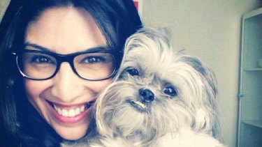 Fashion blogger and Pinterest enthusiast Christine Martinez with her dog Miles.