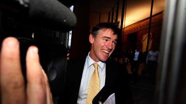 Out of the running ...  Rob Oakeshott leaves his meeting with Tony Abbott yesterday.