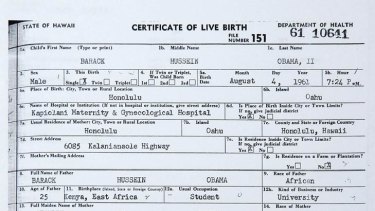 Barack Obama's birth certificate.