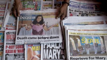 A number of Philippines newspapers jumped the gun on Mary Jane Veloso's execution, publishing headlines bidding her farewell.
