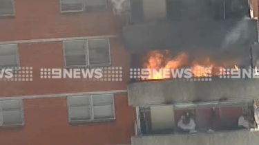 A commission flat is on fire on the corner of Elgin and Nicholson streets in Carlton.