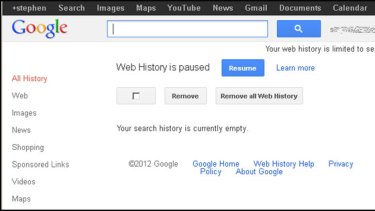 How your web history page should look after you've clicked "remove".