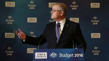 Treasurer Scott Morrison selling the budget message which has received a luke warm reception from voters,