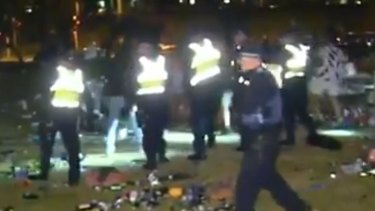 Police called for back-up to help disperse crowds on Christmas night in St Kilda.